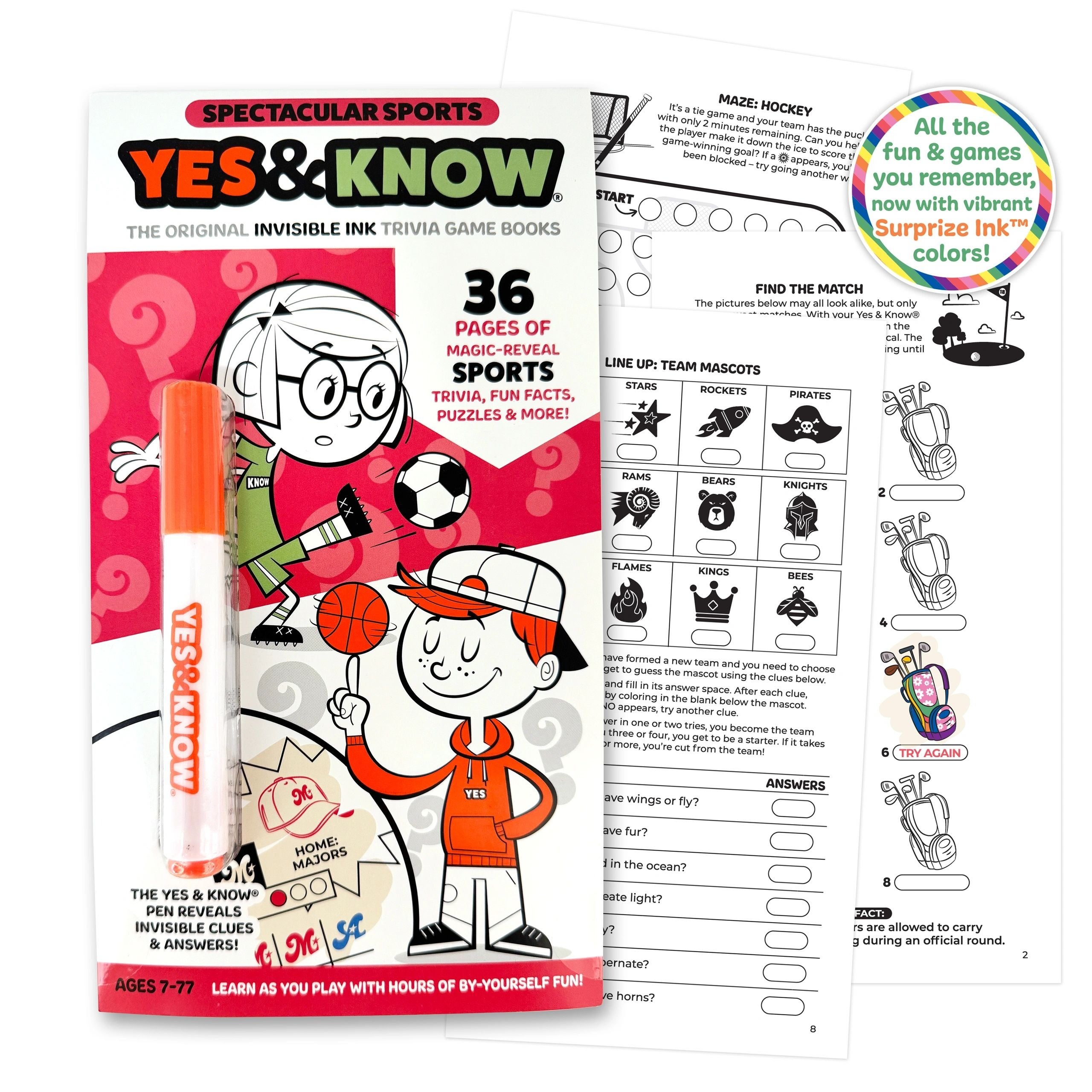 The Original Yes and Know Invisible Ink Trivia Game Books: Spectacular Sports