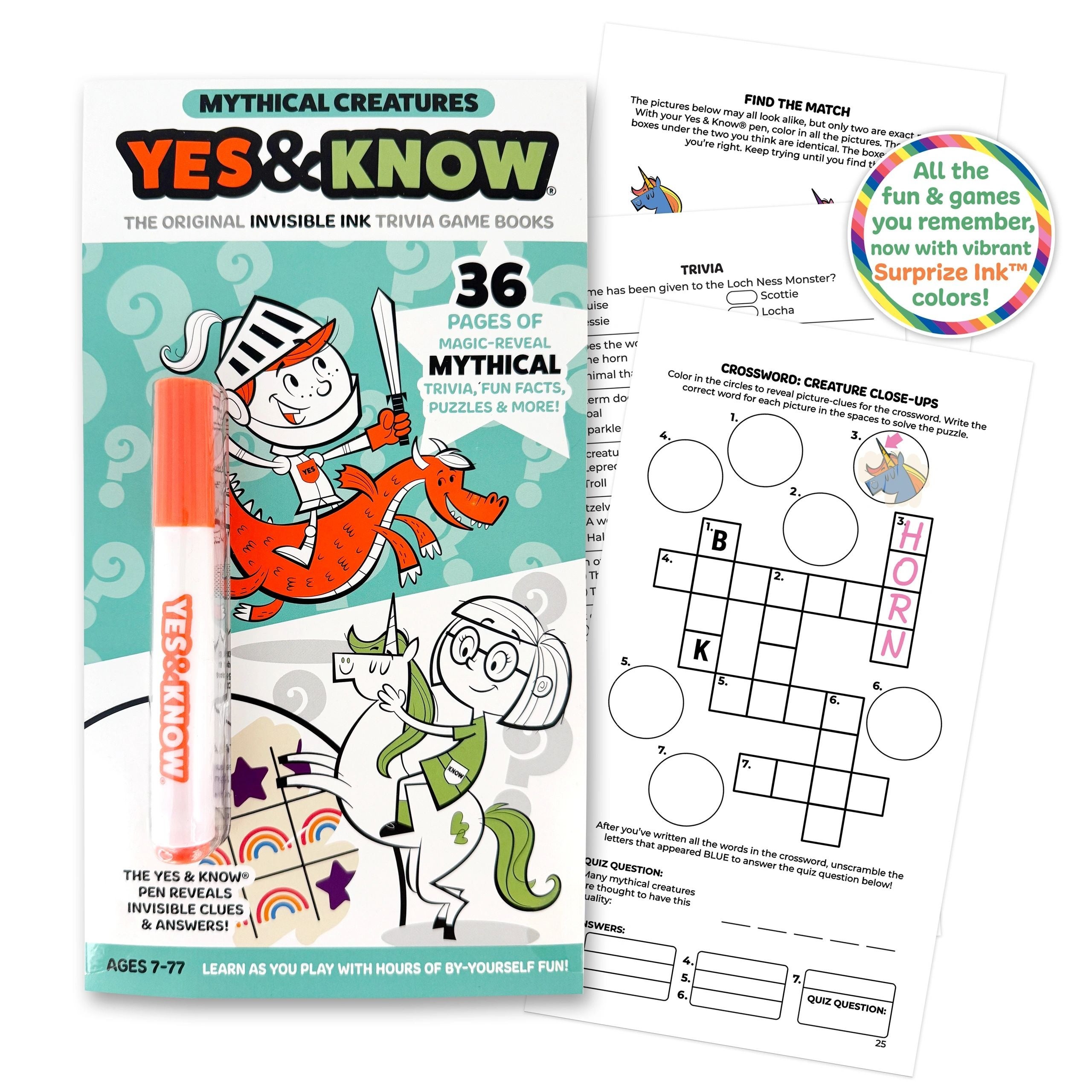 The Original Yes and Know Invisible Ink Trivia Game Books: Mythical Creatures