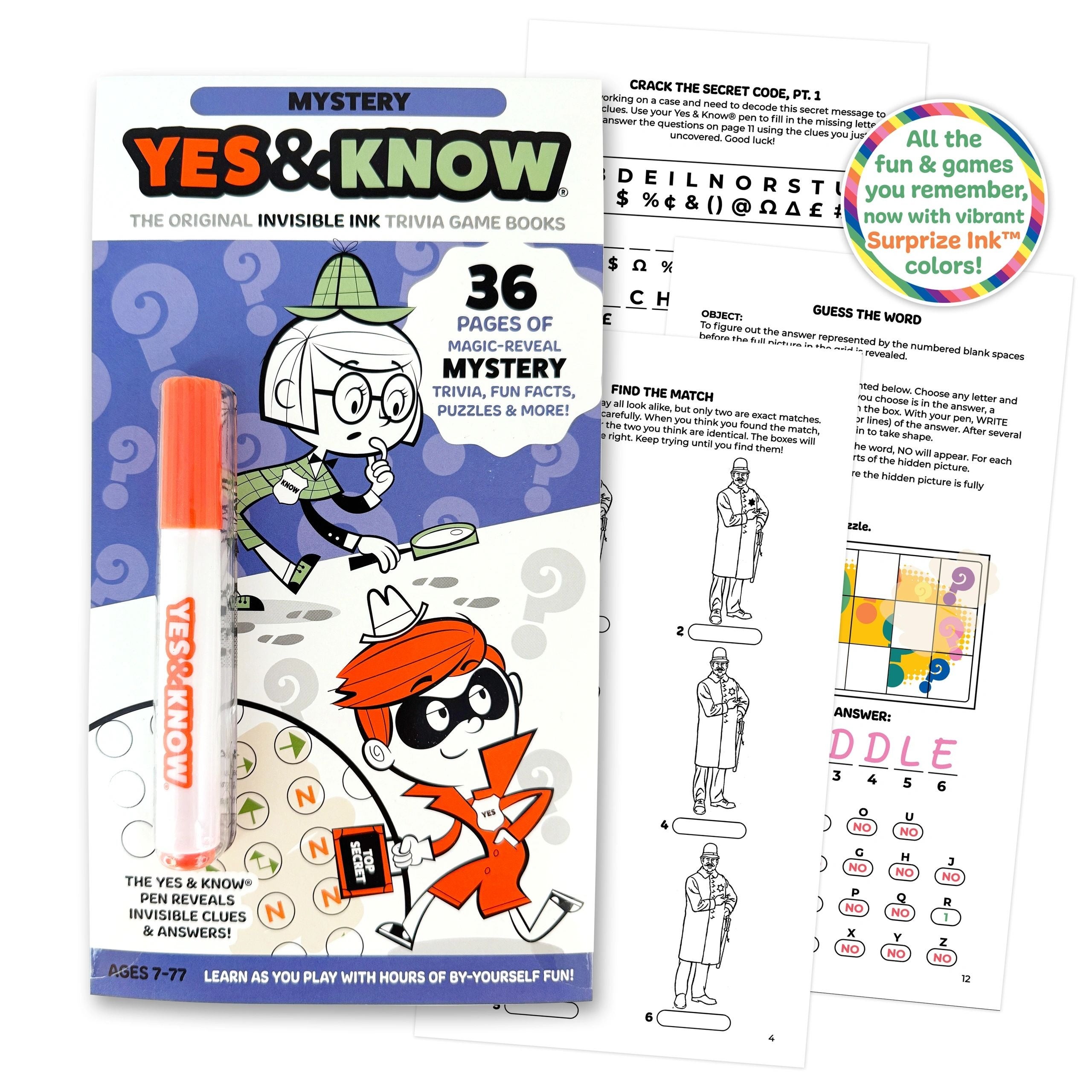 The Original Yes and Know Invisible Ink Trivia Game Books: Mystery